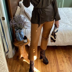 Avec Les Filles (Anthropologie), vegan leather crop flare pants